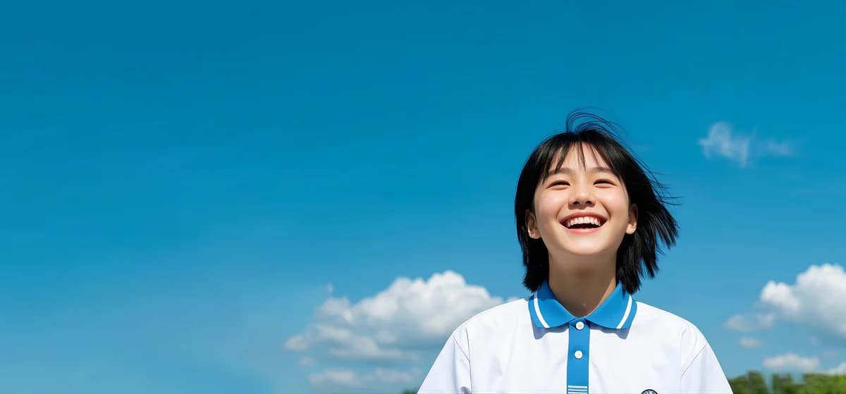 阳光下自信微笑的学生
