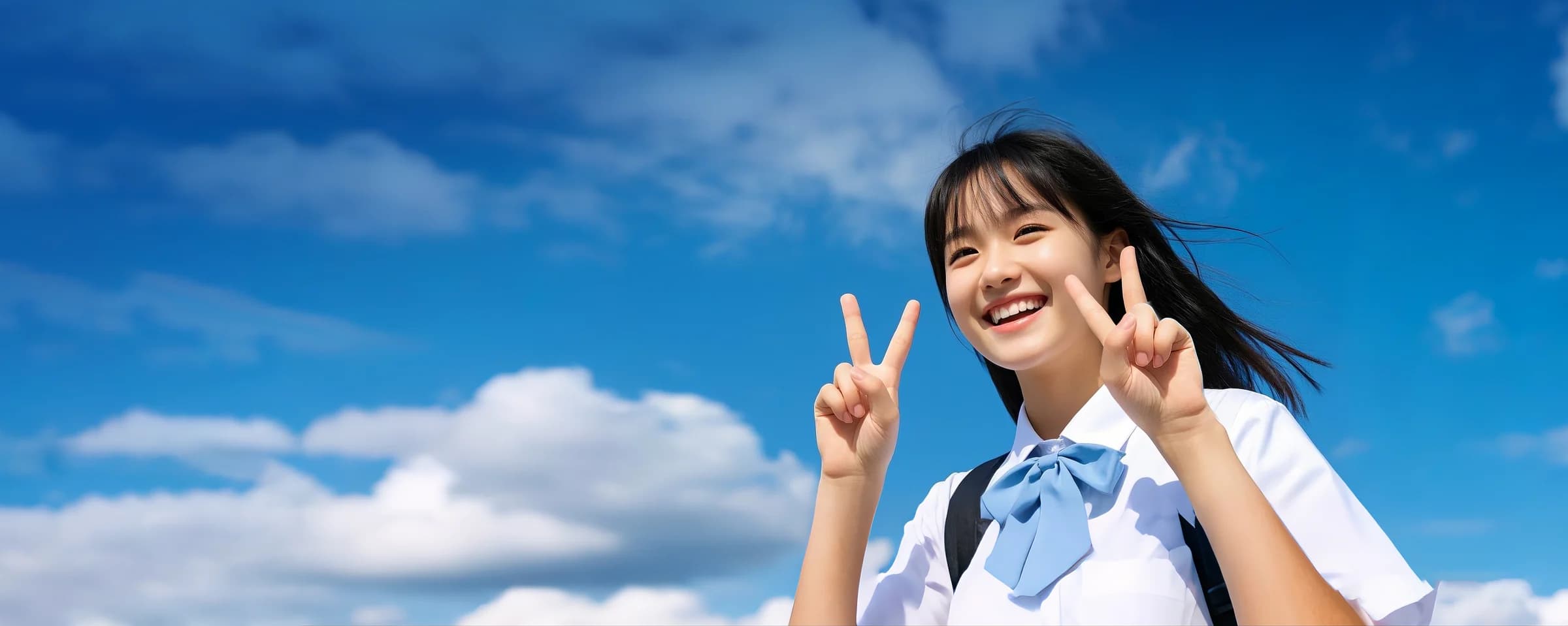 奥想教育学生在蓝天下自信微笑
